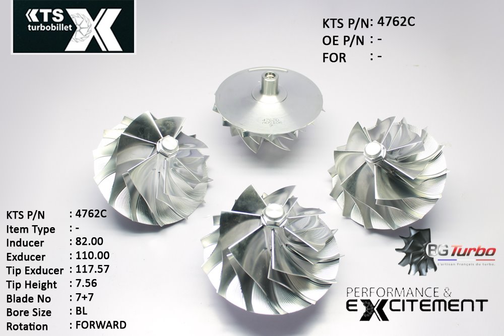 Turbo ROUE FORGÉE MFS PERFORMANCE - 7+7 PALES - INDUCER : 82 - EXDUCER : 110 - TYPE : GT47ANGLE : 65° - ROTATION : Forward - SUPER BACK : 26,98 - BORE SIZE : 10,32
